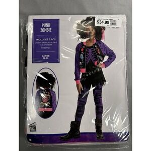 Punk Zombie Halloween Costume Girls Large 12-14, 2‎ piece NEW